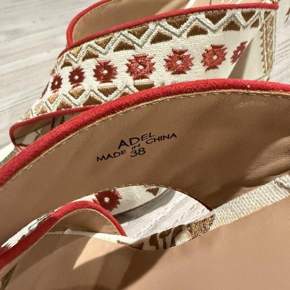 ASH Red Aztec Embroidered Adel Round Toe Block Heel Slip On Heel Sandal 7.5 / 38 - Picture 7 of 9